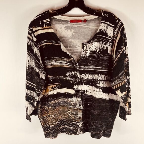 CYRUS Cardigan Long Sleeve Button Up Sweater Multi Color Print Women's Size 2X - Picture 1 of 8